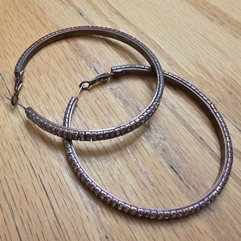 Etsy Silver Toned Oversized Rhinestone Hoops - Picture 14 of 16